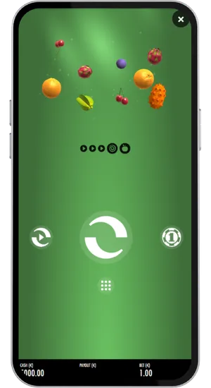 Nine Fruit Warp icons landing at random after each spin